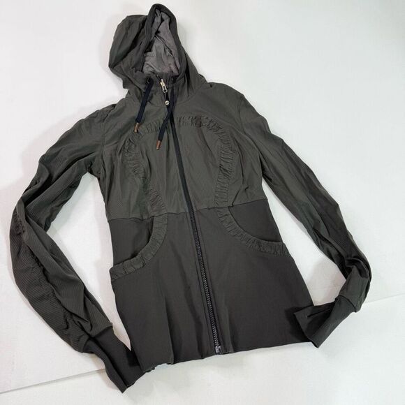 Lululemon Dance Studio Jacket Womens 10 Gray Full Zip Hooded Activewear - Picture 1 of 10